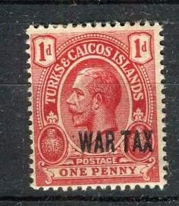 TURKS CAICOS; 1916-18 early GV War Tax Optd. issue Mint hinged 1d. value
