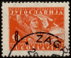 Yugoslavia 203 - Used - 8d on 9d Partisan Girl / Flag (1946)