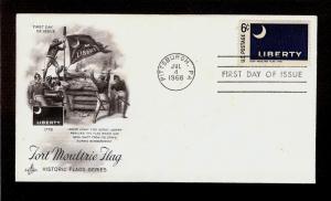 FIRST DAY COVER #1345 Fort Moultrie Flag 6c ARTCRAFT U/A FDC 1968