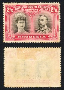 Rhodesia SG157 2/6 Black and rose-carmine Double Head M/M Cat 375 pounds
