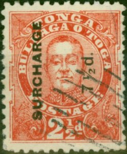 Tonga 1895 7 1/2d on 2 1/2d Vermilion SG31 Fine Used