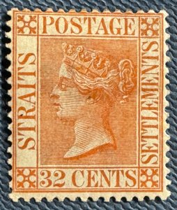 Malaya Straits Settlements 1883-91 QV 32c MH Wmk CA SG#70 M5021