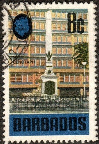 Barbados 334a - Used - 8c Cenotaph (1972) (cv $1.50) +