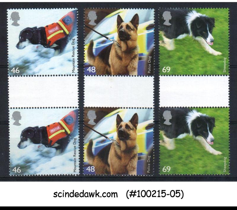 GREAT BRITAIN - 2008 WORKING DOGS / ANIMALS - 3V GUTTER PAIR MNH