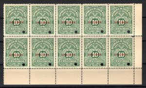 COSTA RICA ABNCo. Revenue Stamps 10c (1935) *SPECIMEN* Block {10} UMM MNH MF78