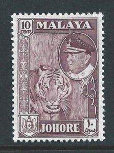 Malaya-Johore #163 NH 10c Sultan Ismail Defin. - Tiger