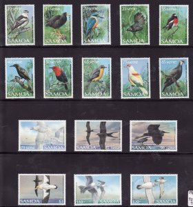 Samoa-Sc#725-40- id7-unused NH set-Birds-1988-89-