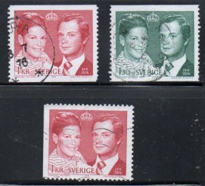 Sweden Sc 1163-1165 1976 Royal Wedding Carl XVI Gustaf stamp set used