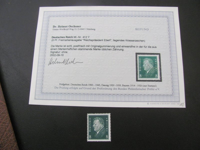 GERMANY 1928 MNH BEFUND OECHSNER  MI.NR.412Y  VF 200 EUROS