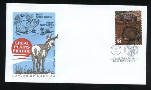 US 3506h Great Plains Praire single from pane UA Farnam cachet FDC 