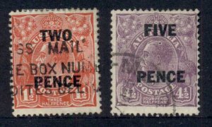Australia 1930 KGV Heads Surch 2d, 5d FU