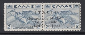 Ionian Islands Sc NC8b MLH 1941 2b pair with Italian Occupation overprint, PFC