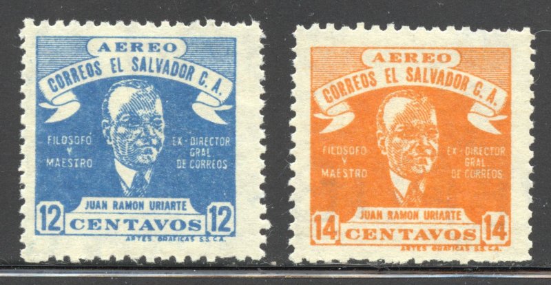 El Salvador Scott C97-98 Unused LHOG - 1946 Juan Ramon Uriarte - SCV $0.90