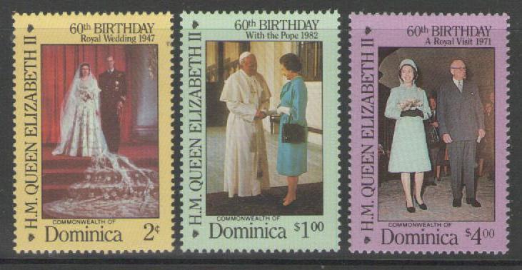 DOMINICA SG998/1000 1986 60th BIRTHDAY OF QUEEN ELIZABETH MNH