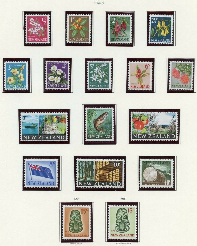 NEW ZEALAND SELECTION 1954//69 ISSUES  ON PAGES  MINT NH SCOTT $181.00