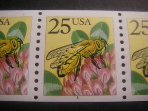 Scott 2281, 25 cent Honey Bee, PNC9 #1, narrow tag, MNH Coil Beauty