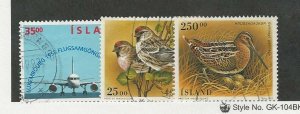 Iceland, Postage Stamp, #807-809 Used, 1995 Birds, Airplane
