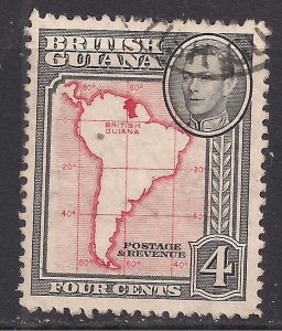 British Guiana 1938 - 52 KGV1 4ct South America Map used SG 310 ( H938 )