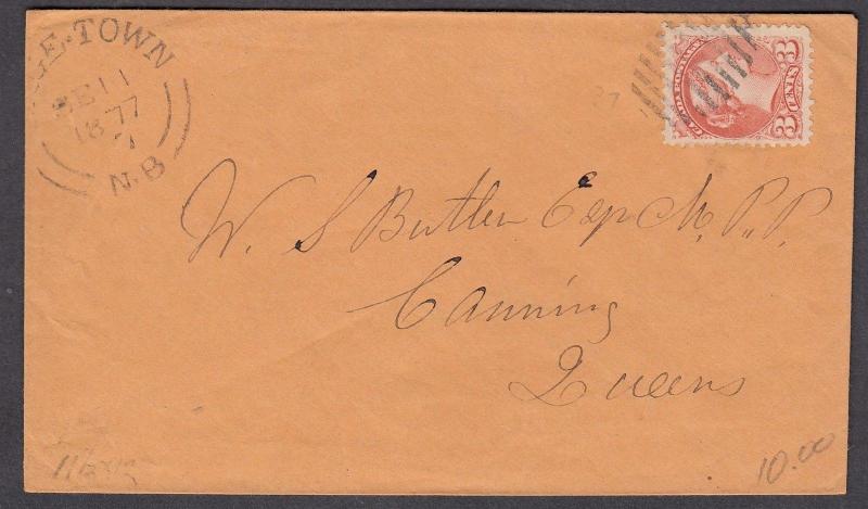 NEW BRUNSWICK SPLIT RING TOWN CANCEL COVER GAGE TOWN