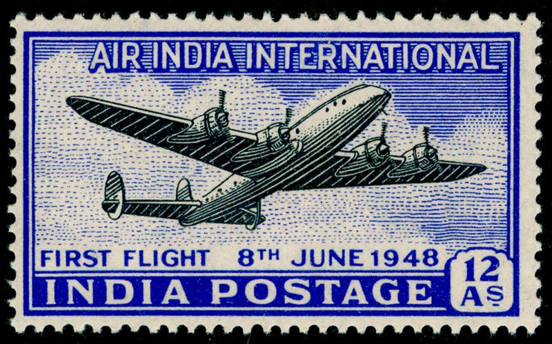 INDIA SG304, 12a black & ultramarine, NH MINT.