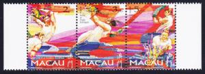 Macao Macau Drunken Dragon Festival strip of 3v SG#988/90 SC#876a MI#913-15