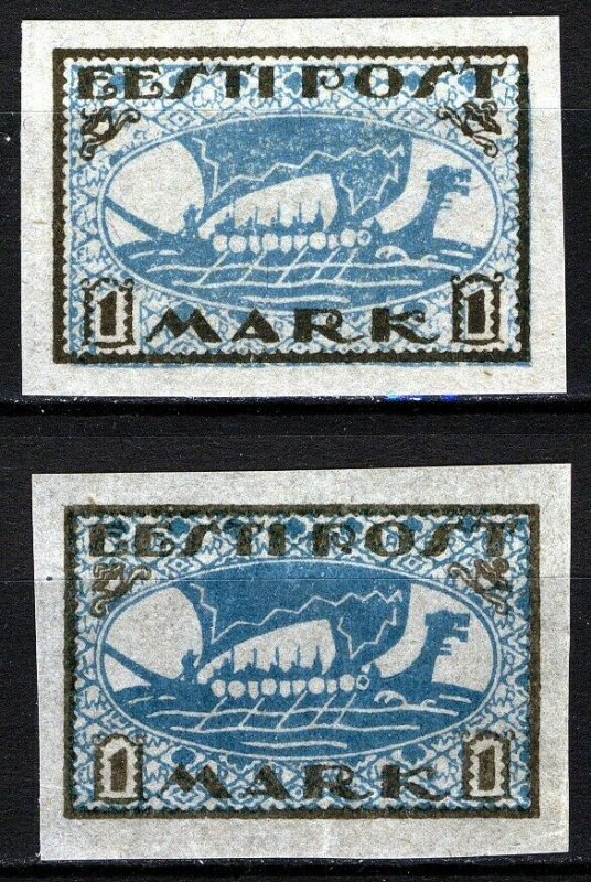 Estonia 1919, Vikingship 1 Mark, Mi 12 shades MNH (E100024)