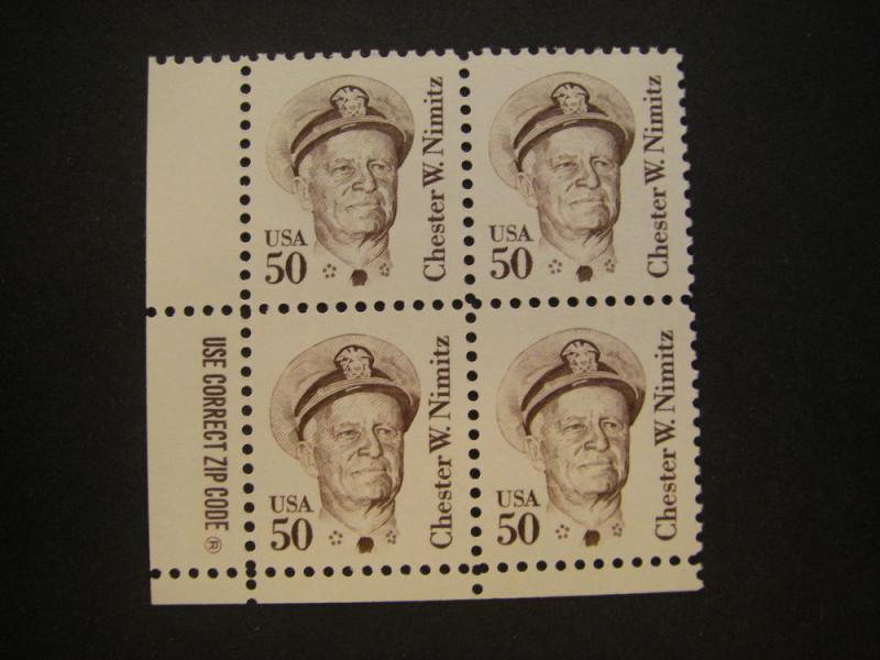 Scott 1869, 50c Chester Nimitz, Zip Block UL, Great American