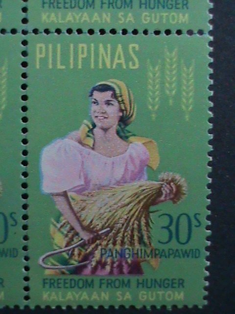 ​PHILIPPINES-1963-SC# C88-9 FREEDOM FROM HUNGER-MNH BLOCKS- VERY FINE