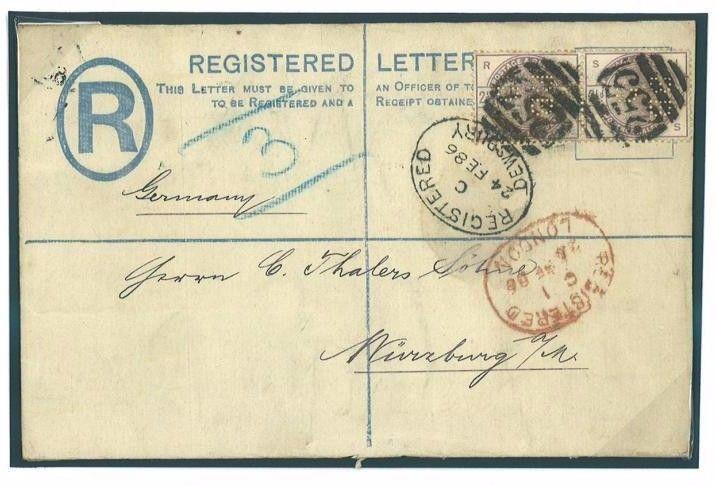 N149a Great Britain Cover 1886 GB Yorks Dewsbury Registered Numerals/GERMANY