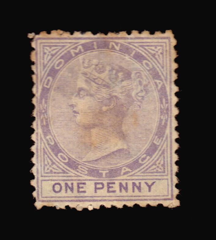 DOMINICA BWI BRITISH COLONY #1 USED STAMP NO GUM  CAT VALUE $190