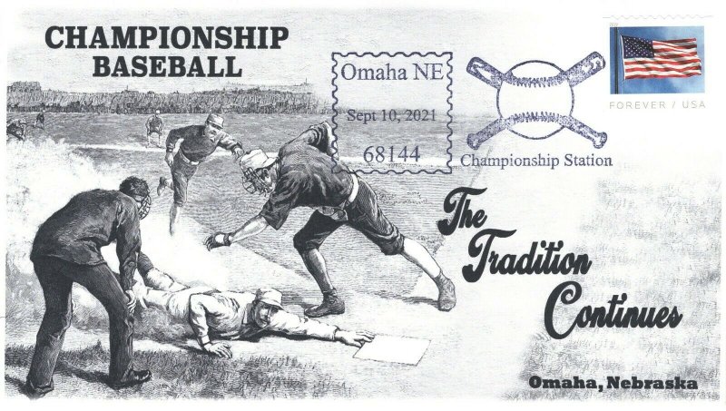 21-306, 2021, Championship Baseball Event Cover, Pictorial Postmark, Omaha NE,
