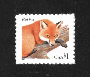 3036 MNH $1 Red Fox, Single, Hinge Remnant on Backing, Free Insured Shipping,