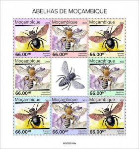 Mozambique 2022 MNH Bees Stamps Carpenter Bee Insects 8v M/S