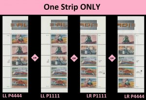 US 3333-3337 3337a All Aboard 33c plate strip 5 MNH 1999