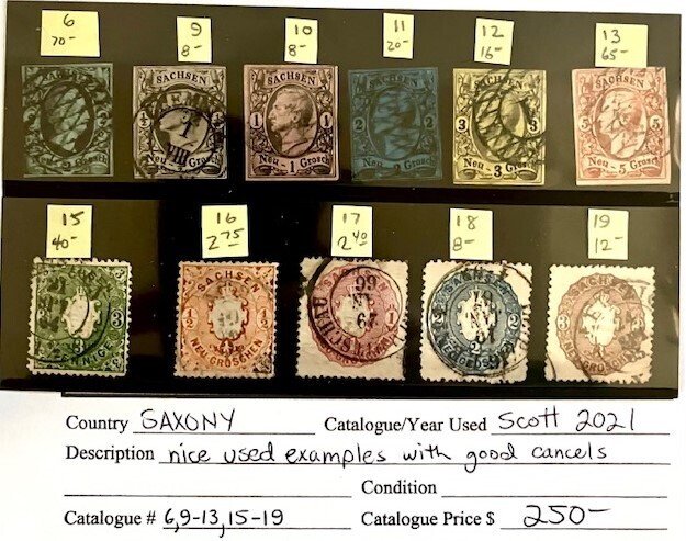 Used Saxony stamps, 11 different