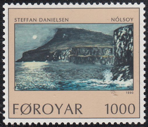 Faroe Islands 1990 MNH Sc #215 1000o Nolsoy Island Coastline, cliffs by Steff...