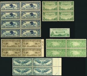 USA #C8-C10 #C18 #C21 #C24 Airmail Postage Stamp Collection MINT LH NH OG NG