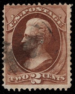 US #146 Fine+, cork cancel, pinhole, fresh color!