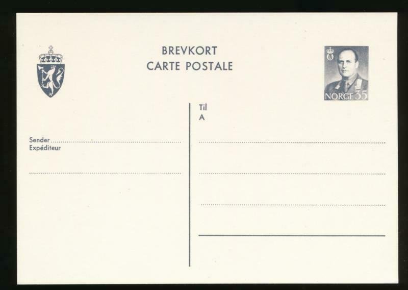 NORWAY Mi. P118 POSTAL STATIONERY POSTAL CARD 55o GRAY