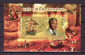 Congo, 2009 issue. N. Mandela and Mushrooms, IMPERF s/sheet. ^