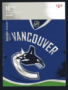 2013 -  #2670a - Bk548 Booklet - 10 NHL Vancouver Canucks Jersey Stamps cv$12.50