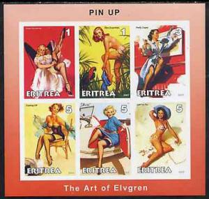 Eritrea 2001 Pin-Up Art #1 imperf sheetlet containing set...