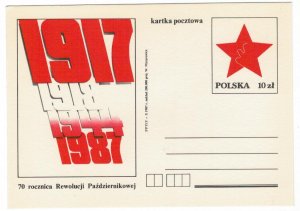 Poland 1987 Postal Stationary Postcard Stamp MNH October Revolution