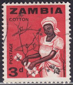 Zambia 7 USED 1964 Woman Picking Cotton