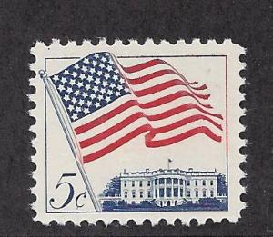 United States, 1208, 5c Flag & White House Single,**MNH**