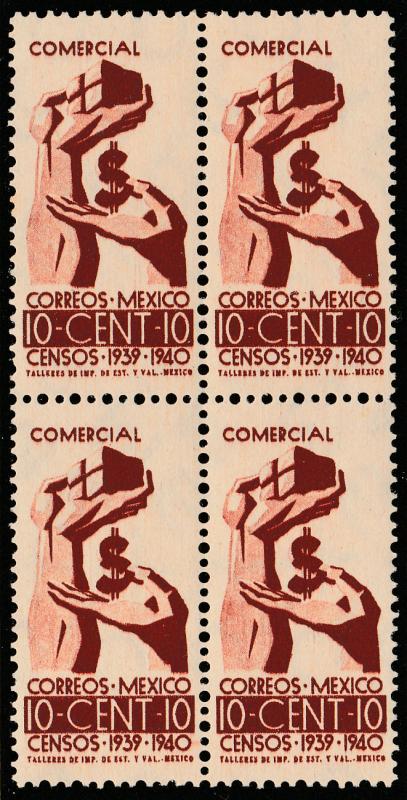 MEXICO 753, 10c Census. Block of four. Mint, NH. (431)