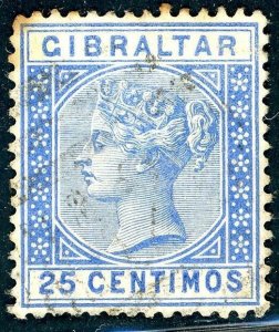 Gibraltar -1889 25c SG 26 Used GIBRALTAR A26 POSTMARK (003263)