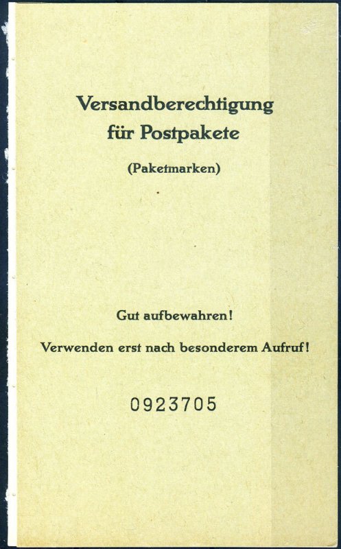 Postal parcels, not issued. 1961 Booklet.