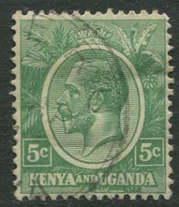 Kenya & Uganda - Scott 20 - KGV Definitive -1922 - Used- Single 5c Stamp