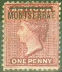 Montserrat 1883 1d Red SG6a Inverted S Fine Mtd Mint Scarce